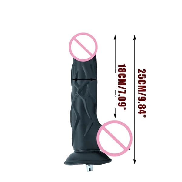 Sexmaskine-tilbehør, Vac U Lock-kompatibilitet, store sorte dildoer, FLD008