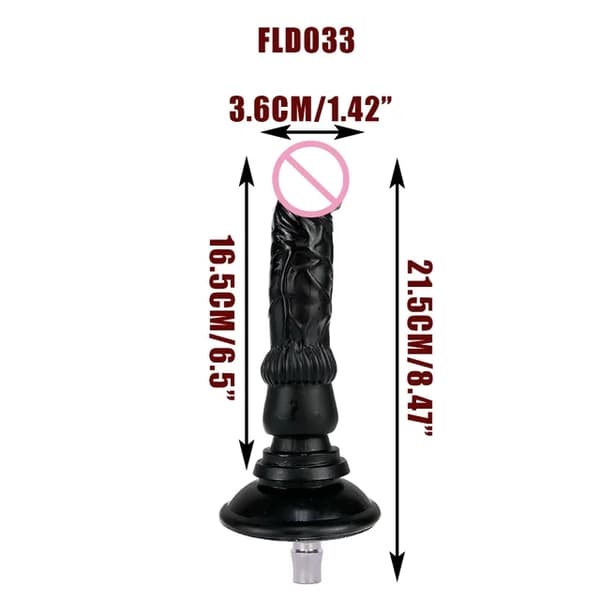 Sexmaskine-tilbehør, Vac U Lock-kompatibilitet, store sorte dildoer, FLD008