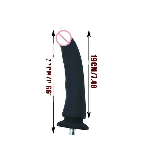 Sexmaskinsats, kompatibel med Vac U Lock, stora svarta dildos, FLD008