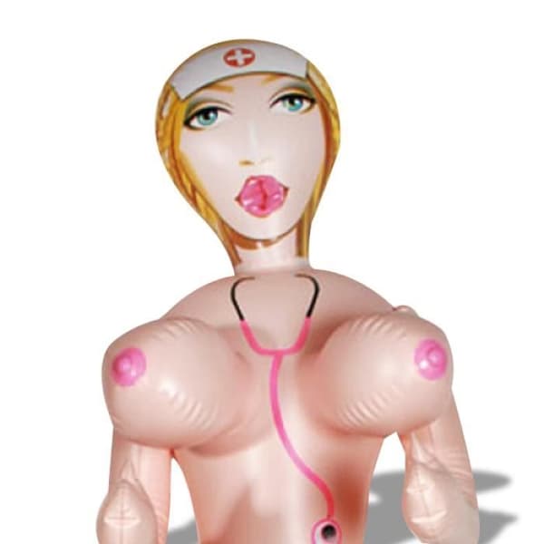 Uppblåsbar docka - Sexig sjuksköterska - 155 cm - Flexibel plast - Realistisk - Vuxen