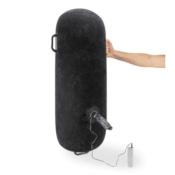 Lång uppblåsbar kudde med Easy Ride vibrerande dildo Vaginal eller anal dildo för män eller kvinnor Svart