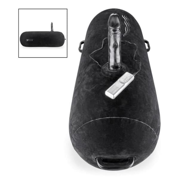 Lång uppblåsbar kudde med Easy Ride vibrerande dildo Vaginal eller anal dildo för män eller kvinnor Svart