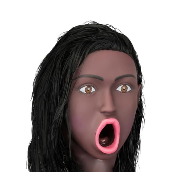 Svart Tina sittande sugdocka - Vibee-Doll - Djup mun 14cm - Djup anus och slida 10cm