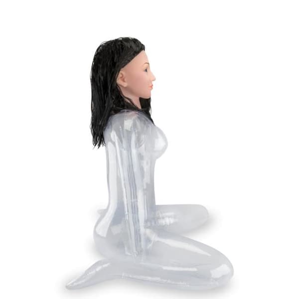Uppblåsbar docka - LOVE &amp; VIBES - W-formad sits - Transparent - Realistisk - 78 cm