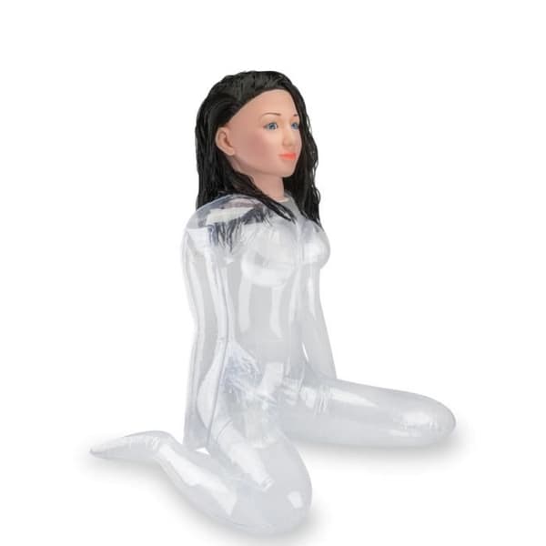 Uppblåsbar docka - LOVE &amp; VIBES - W-formad sits - Transparent - Realistisk - 78 cm