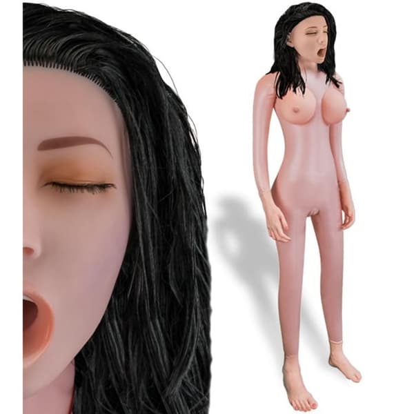 Sandra Realistic Uppblåsbar Brun Uppblåsbar Docka med slutna ögon - Vibee-Doll Collection