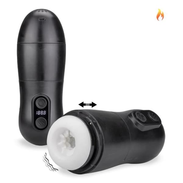 Masturbator för män vibrerande uppvärmd och automatisk fram och tillbaka Diego - LOVE AND VIBES Collection Black