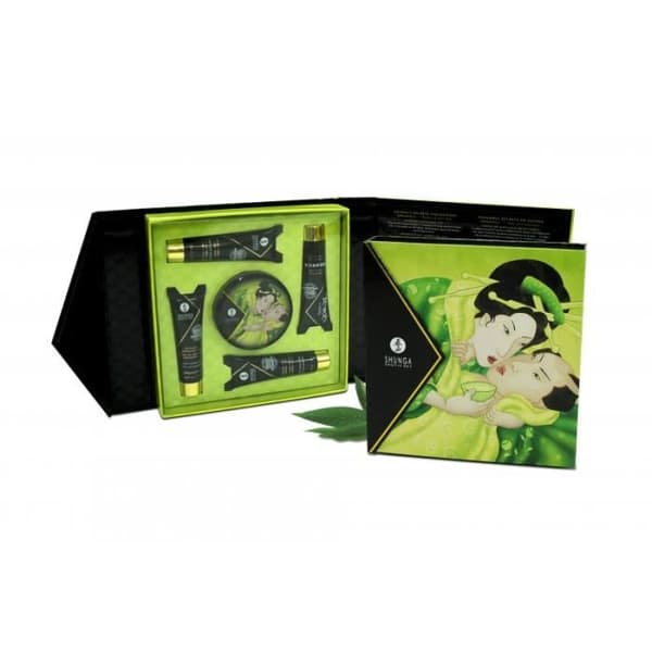Pleasure box - Shunga - Grönt te - Massageljus - Massageolja - Ekologiskt