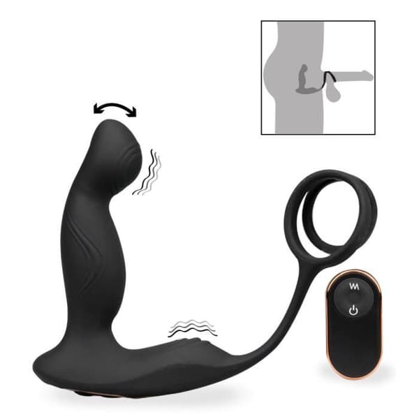 Tao masserande och vibrerande prostatastimulator med cockringar - Manliga onanister