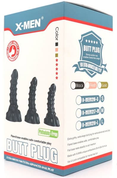 X-Men Ribbed Anal Dildo Black 22,5 cm Monster dildo