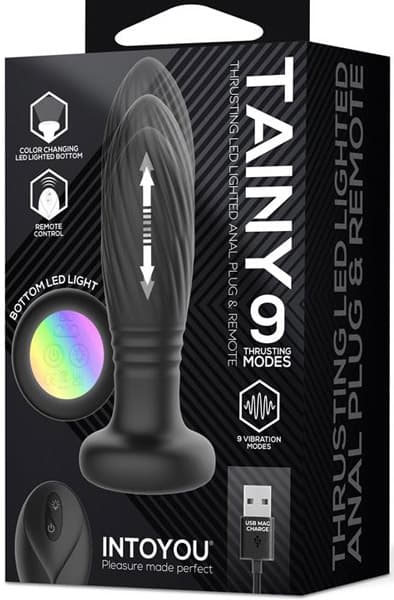Tainy Thrusting Led Lighted Anal Plug With Remote Analplug med vibrator