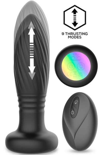 Tainy Thrusting Led Lighted Anal Plug With Remote Analplugg med vibrator