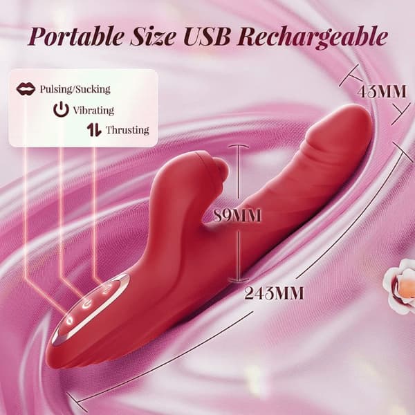 Kraftfull Rabbitvibrator / Dildo för Maximal Njutning Röd