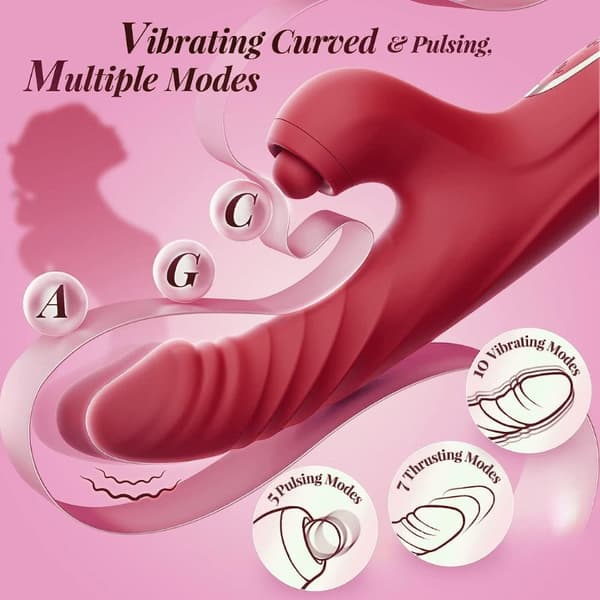 Kraftfull Rabbitvibrator / Dildo för Maximal Njutning Röd