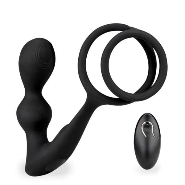 Gia vibrerande prostatastimulator med dubbel cockring - LOVE AND VIBES Collection