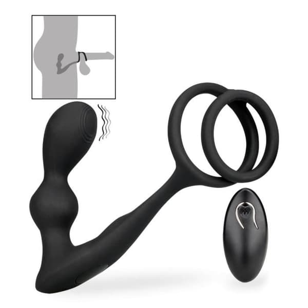 Gia vibrerande prostatastimulator med dubbel cockring - LOVE AND VIBES Collection