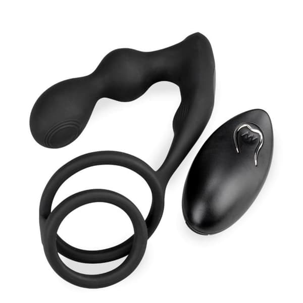 Vibrerande prostatastimulator med dubbel cockring Gia