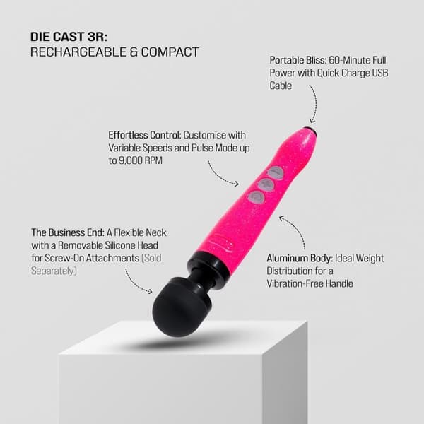 DOXY DIE CAST 3R RECHARGEABLE WAND - PINK
