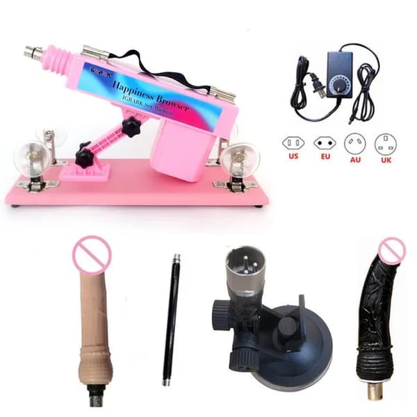 Automatisk Masturbationspump Pistol, Handsfree Drift, Kraftfull Vibrator, Set A Rosa