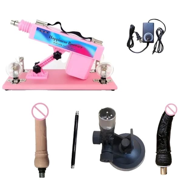 Automatisk Masturbationspump Pistol, Handsfree Drift, Kraftfull Vibrator, Set A Rosa