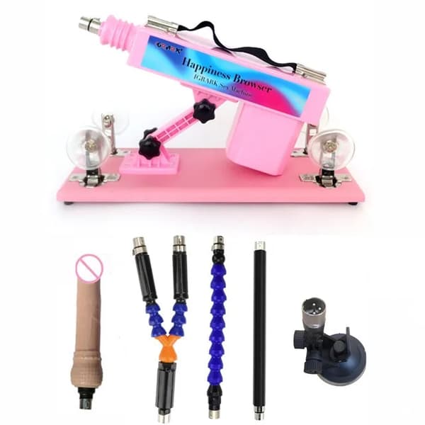 Automatisk Masturbationspump Pistol, Handsfree Drift, Kraftfull Vibrator, Set A Rosa