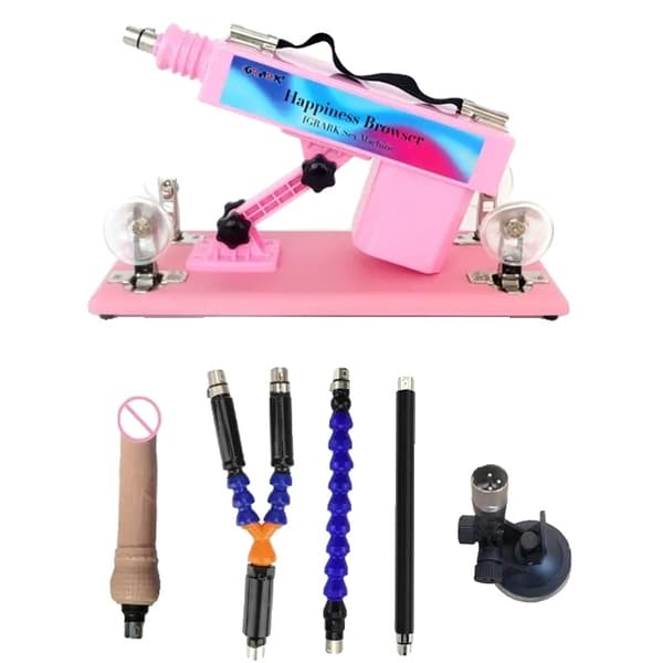 Automatisk Masturbationspump Pistol, Handsfree Drift, Kraftfull Vibrator, Set A Rosa