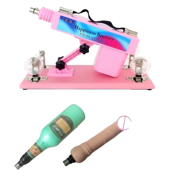 Automatisk Masturbationspump Pistol, Handsfree Drift, Kraftfull Vibrator, Set A Rosa