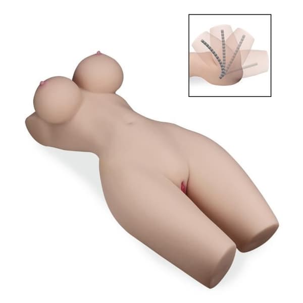 Masturbator - Janelle - Riktig storlek byst - Automatisk push-pull slida - Gelbröst