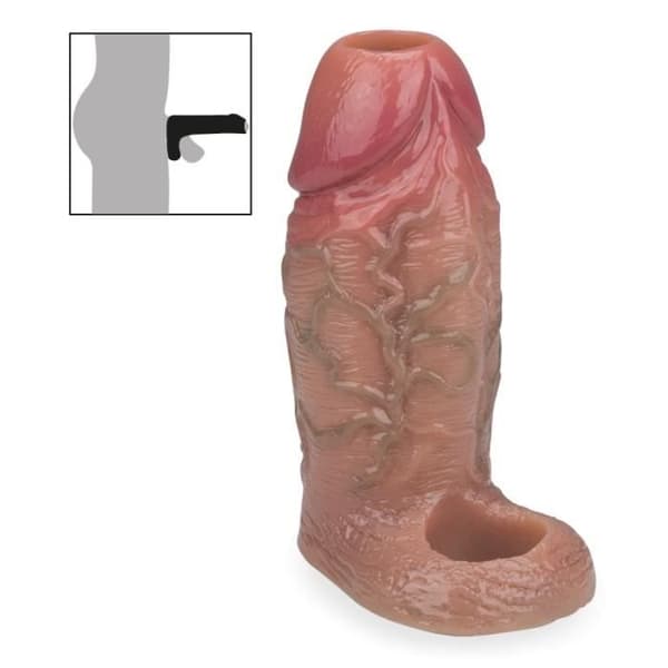 Realistisk gaine - Dorian - 11,5 cm - Flytande silikon - Mjuk - Testikelring