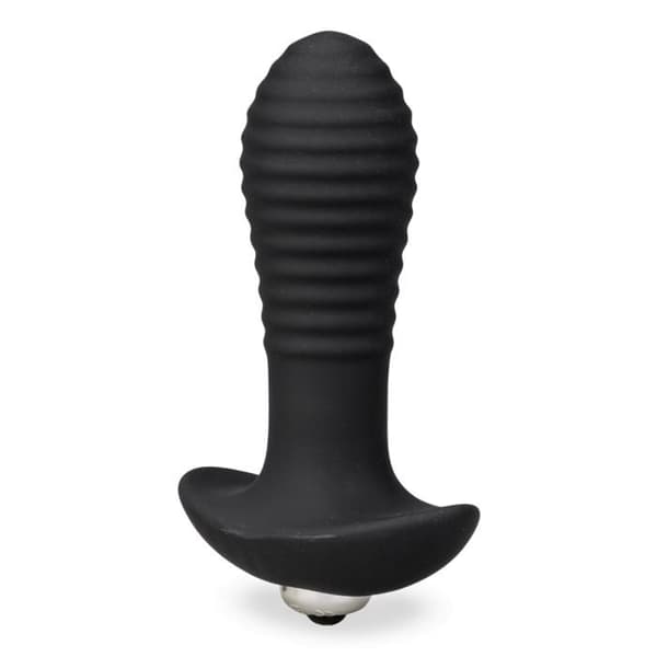 Vibrerande analplugg - Spiral - Medicinsk silikon + ABS - Avtagbar vibrerande kula - Ribbad