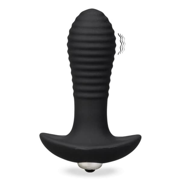 Vibrerande analplugg - Spiral - Medicinsk silikon + ABS - Avtagbar vibrerande kula - Ribbad