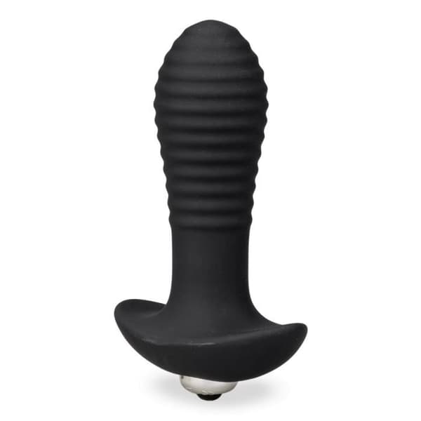 Vibrerande analplugg - Spiral - Medicinsk silikon + ABS - Vibrerande kula - Ribbad