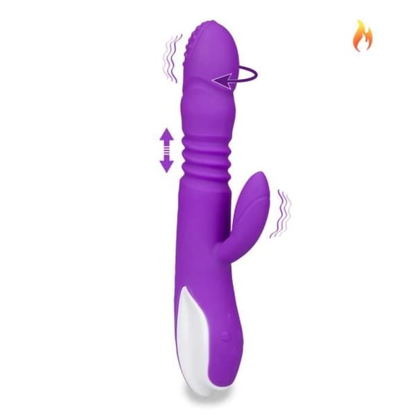 Hermann mörklila automatisk roterande och uppvärmande fram-och-tillbaka kaninvibrator
