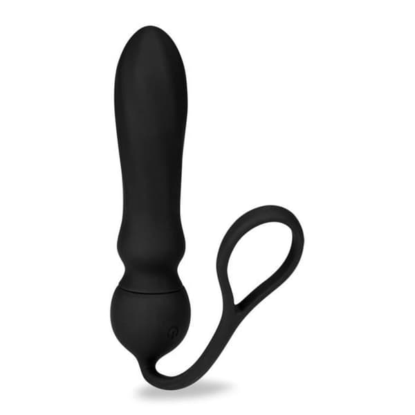 Vibrerande analplugg och cockring Adele Black