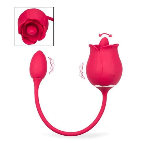 Blommande tunga och vibrerande ägg klitorisstimulator - LOVE AND VIBES Red Collection