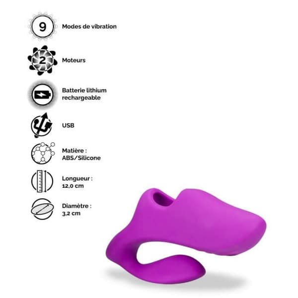 Fjärrstyrd vibrerande finger dubbelstimulering Ginger - LOVE AND VIBES Purple Collection