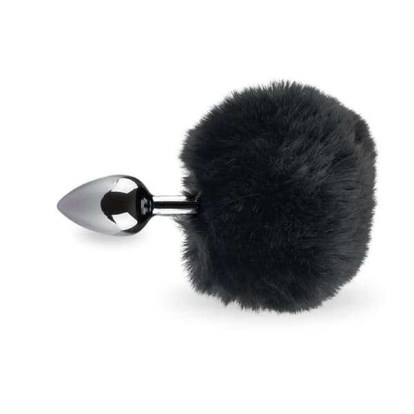 Rosebud rabbit tail plug - LOVE AND VIBES Collection Black