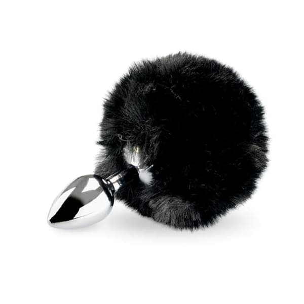 Rosebud rabbit tail plug - LOVE AND VIBES Collection Black