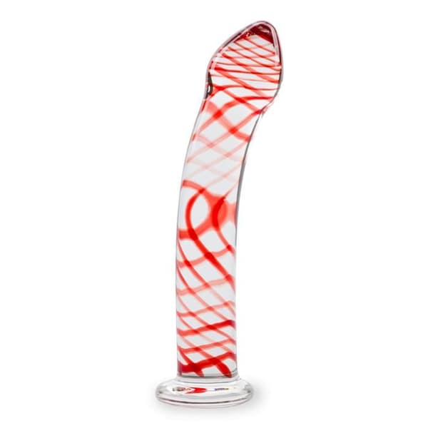 Glasdildo - Perfection Red - Böjd för G-punktsstimulering - 17,5 cm - 3,5 cm