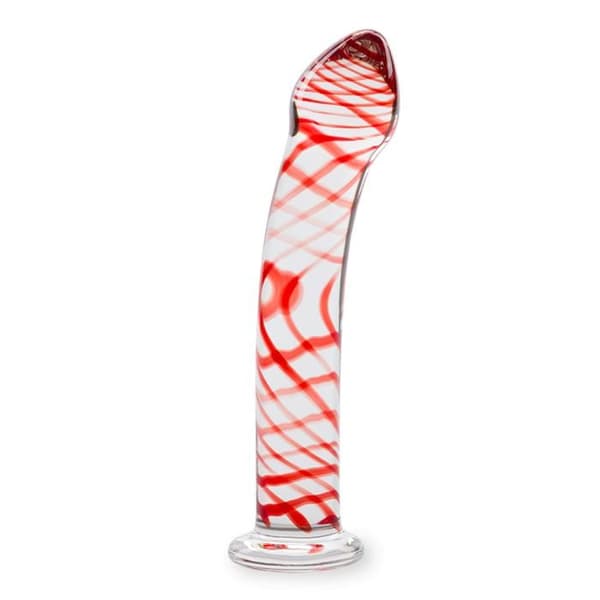 Glasdildo - Perfection Red - Böjd för G-punktsstimulering - 17,5 cm - 3,5 cm