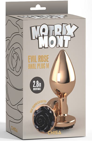 Evil Rose Anal Plug Medium Rose Gold/Black Buttplug metal