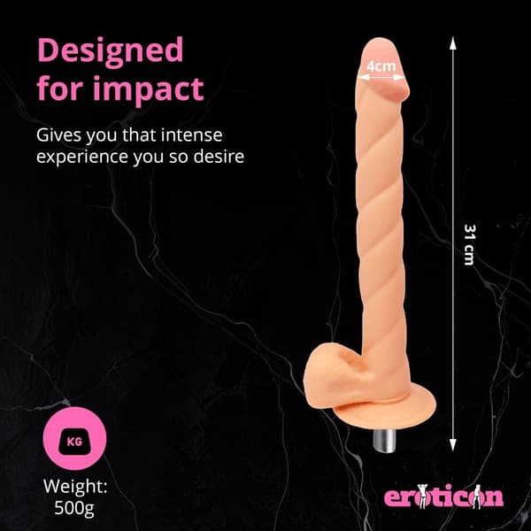Pitkä dildo 31 cm & 4 cm paksu - 3XLR-lisälaite Eroticon-seksikoneeseen