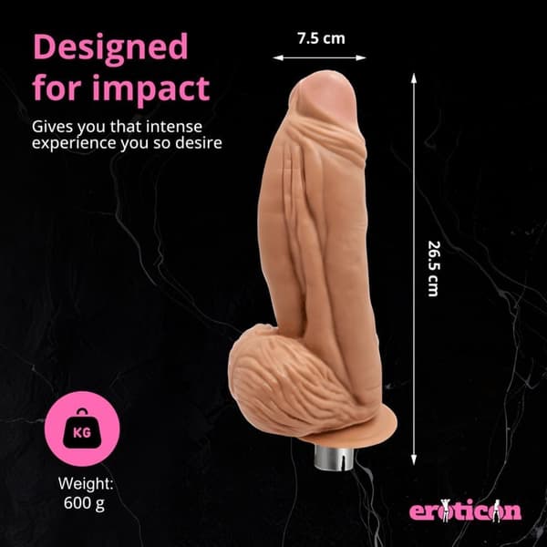 Mega Dildo 26,5 cm pitkä ja 7,5 cm paksu - erittäin suuri - 3XLR-kiinnitys