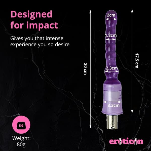 Dildo lisäosa 17,5 cm violetti ja ohut Eroticon Sex Machine - Täydellinen anaalikäyttöön