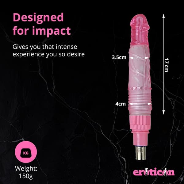 Dildo kiinnitys 19 cm vaaleanpunainen yksinoikeudella Eroticon-koneelle - 3XLR kiinnitys