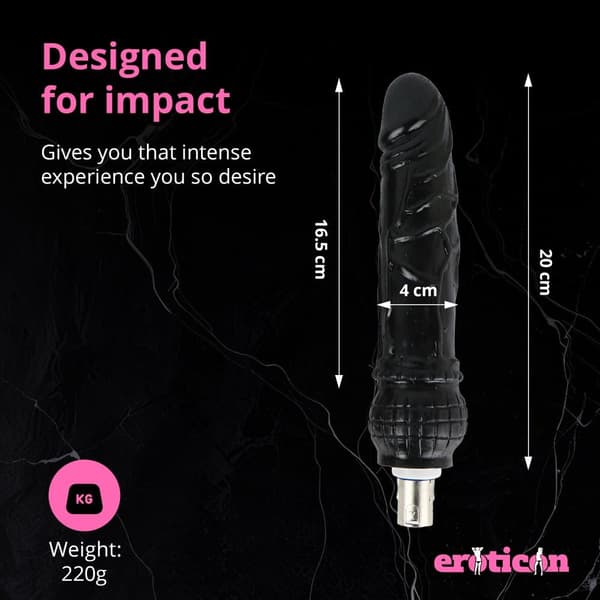 Dildo-lisäosa musta 20 cm Eroticon Fuckmachine - 3XLR lisäosa
