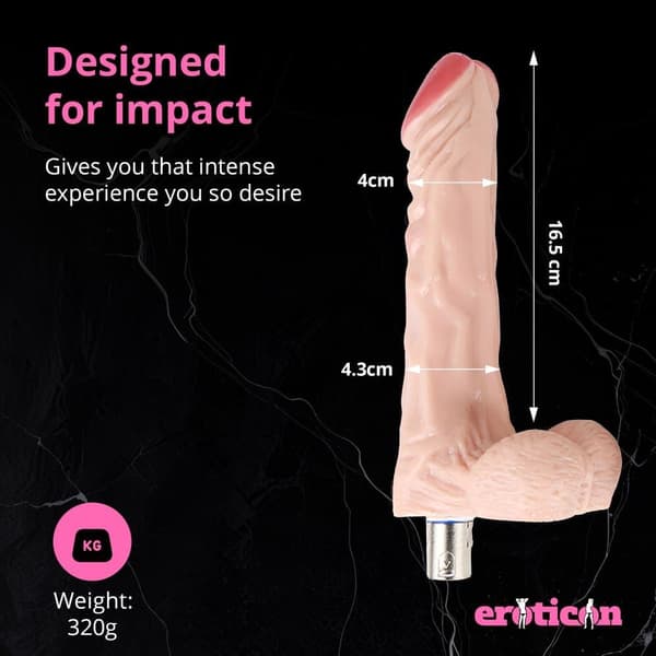 Dildo kiinnitys 16,5 cm valkoinen Eroticon seksikoneeseen - 3XLR kiinnitys