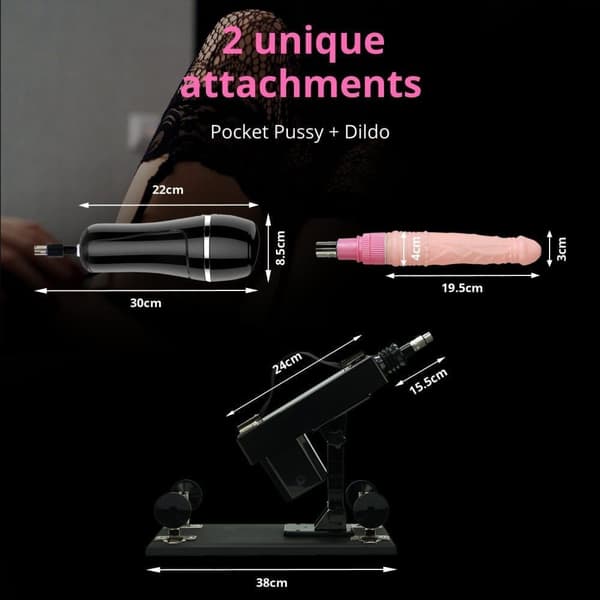 Jeremy Sex machine Eroticonilta, jossa on 1 taskupillu ja dildo - Tehokas moottori, Unisex, hienovaraisesti pakattu