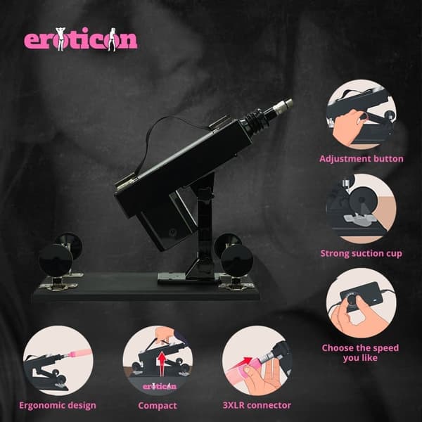 Khalifa Sex Machine Eroticonista 8 lisälaitteella - Tehokas moottori, Unisex-käyttö, huomaamattomasti pakattu, lopullinen nautinto - Sexmachine