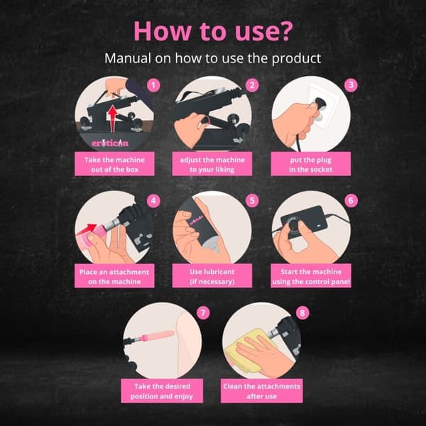 Khalifa Sex Machine Eroticonista 8 lisälaitteella - Tehokas moottori, Unisex-käyttö, huomaamattomasti pakattu, lopullinen nautinto - Sexmachine